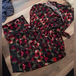 Red and black Lularoe skirt